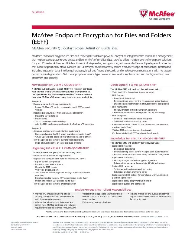 McAfee Endpoint Encryption for Files and Folders (EEFF) McAfee Securit