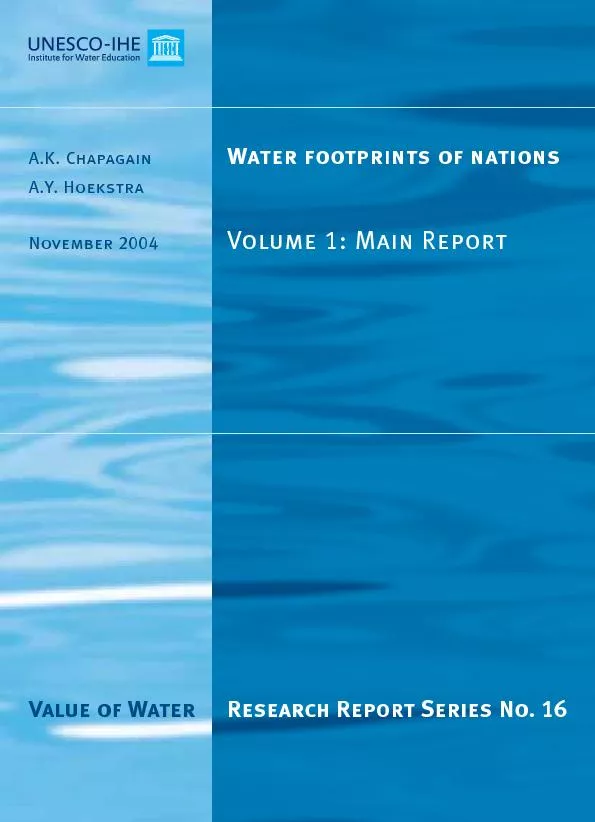 Water footprints of nationsVolume 1: Main ReportValue of WaterA.K. Cha