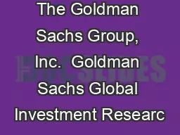 The Goldman Sachs Group, Inc.  Goldman Sachs Global Investment Researc