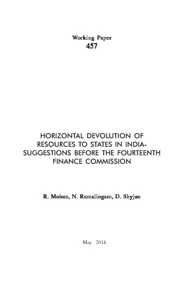 HORIZONTAL DEVOLUTION OFRESOURCES TO STATES IN INDIA-SUGGESTIONS BEFOR