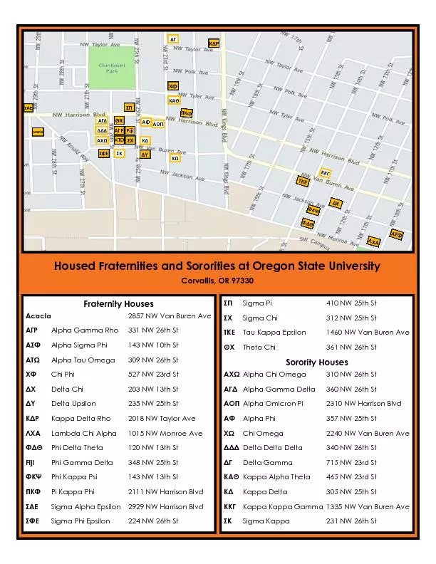 Housed Fraternities and Sororities at Oregon State University
...