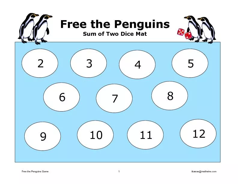 Free the Penguins Difference of Two Dice Mat