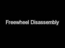 Freewheel Disassembly