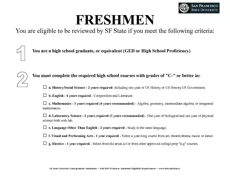 Choice of major and application review SF State is an impacted campus,