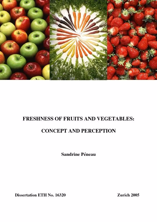FRESHNESS OF FRUITS AND VEGETABLES: CONCEPT AND PERCEPTION     Dissert