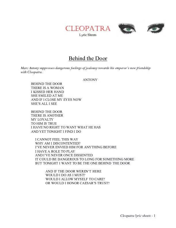 Cleopatra lyric sheets -1