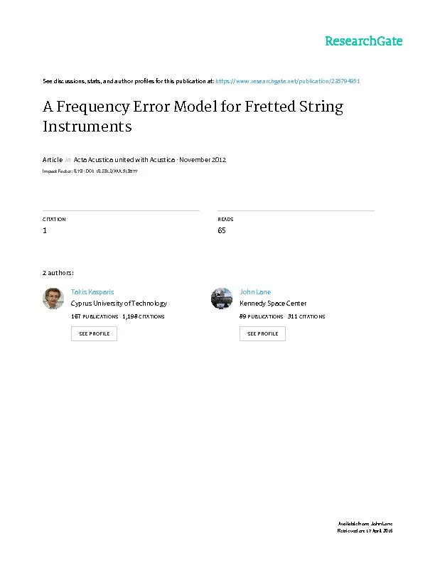 A Pitch Error Model for Fretted String Instruments and Takis KasparisU
