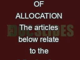 FIFA maury Group RULES OF ALLOCATION The articles below relate to the following four awards