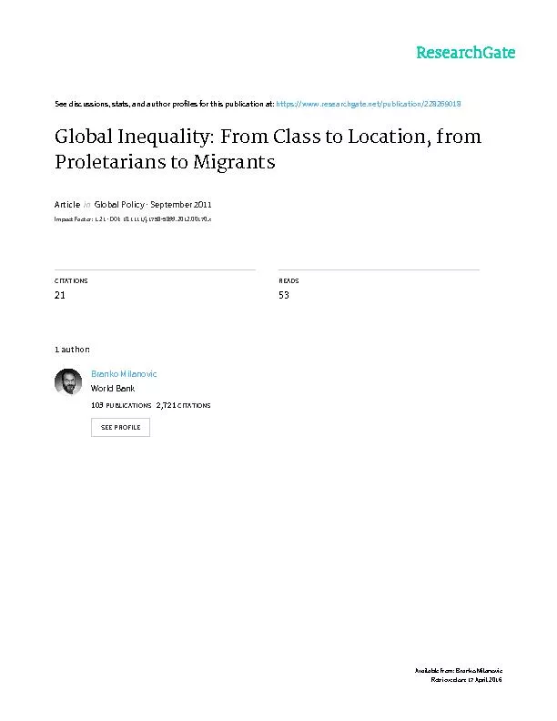 P R W P5820Global InequalityFrom Class to Locati