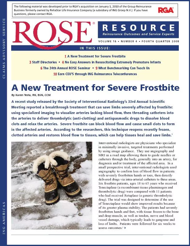 A New Treatment for Severe Frostbite