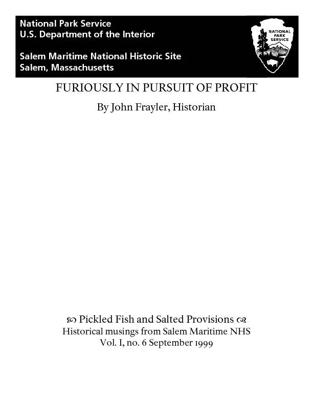 FURIOUSLY IN PURSUIT OF PROFIT  By John Frayler, Historian