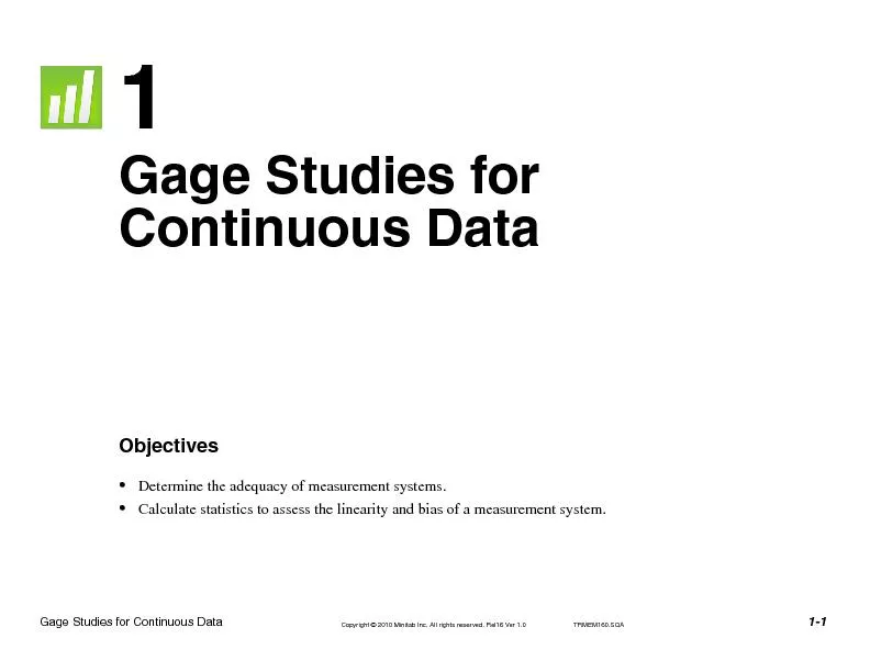 Gage Studies for Continuous DataCopyright 