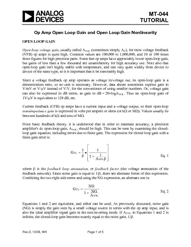 Open Loop Gain Nonlinearity