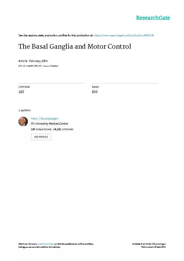 NEURALPLASTICITYVOLUME10,NO.1-2,2003TheBasalGangliaandMotorControlHenk