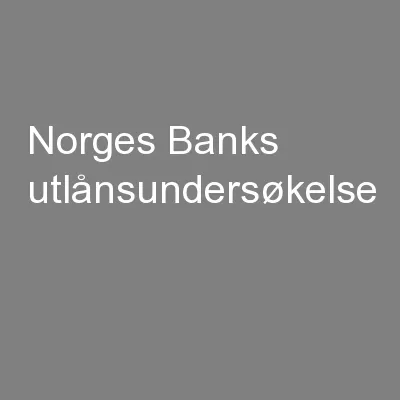 Norges Banks utlånsundersøkelse