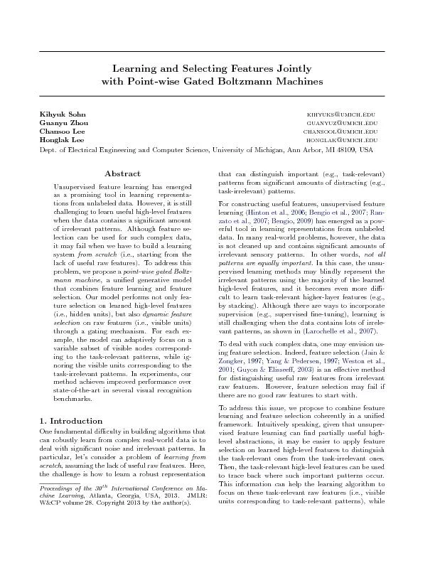 LearningandSelectingFeaturesJointlywithPoint-wiseGatedBoltzmannMachine
