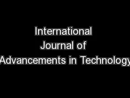 International Journal of Advancements in Technology