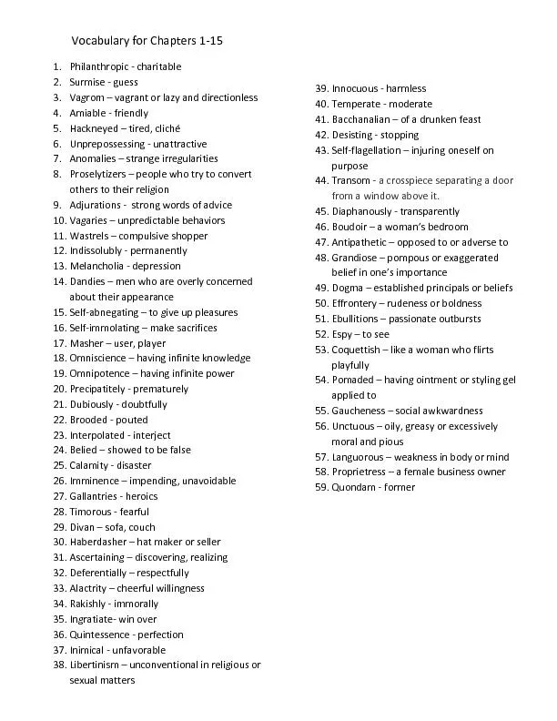 Vocabulary for Chapters 1