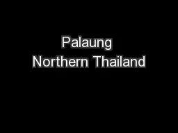 Palaung Northern Thailand