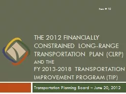 The 2012 Financially Constrained Long-Range Transportation
