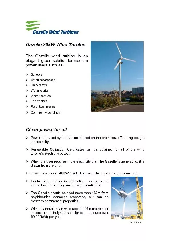 Gazelle 20kW Wind Turbine
