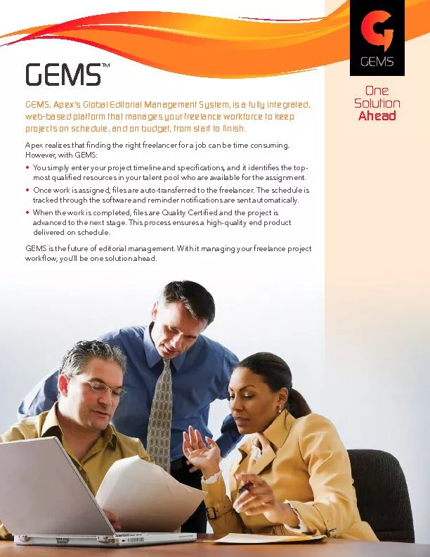 GEMS, Apex’s Global Editorial Management System, is a fully integ
