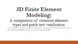 3D Finite Element Modeling: