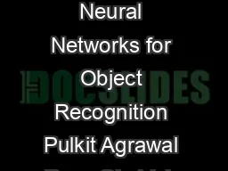 Analyzing the Performance of Multilayer Neural Networks for Object Recognition Pulkit
