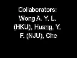 Collaborators: Wong A. Y. L. (HKU), Huang, Y. F. (NJU), Che