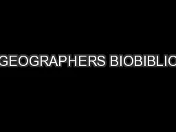 GEOGRAPHERS BIOBIBLIO