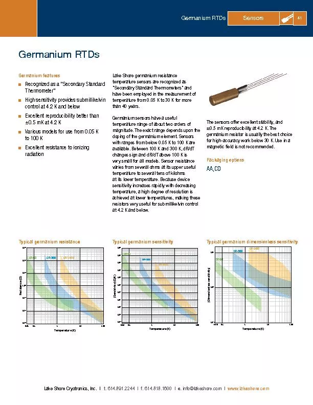 Germanium RTDstemperature sensors are recognized as “Secondary St