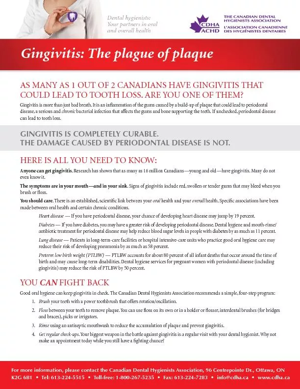 Gingivitis: The plague of plaqueD TO TOOTH LOSS. ARE YOU ONE OF THEM?