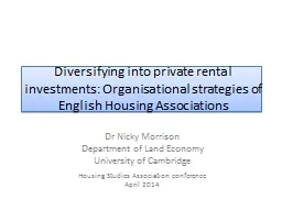 Diversifying into private rental investments: Organisationa