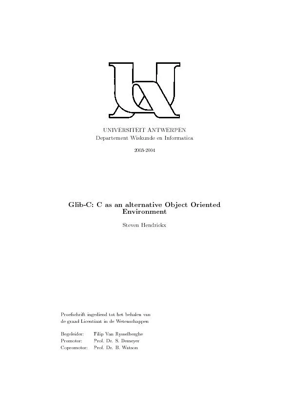 UNIVERSITEITANTWERPENDepartementWiskundeenInformatica2003-2004Glib-C:C