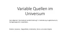 Variable Quellen im Universum