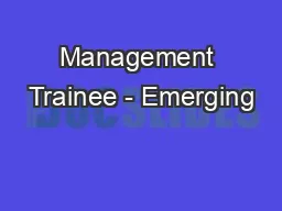 Management Trainee - Emerging