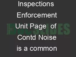 Neighbourhood Noise Inspections  Enforcement Unit Page  of  Contd Noise is a common source of annoyance in Christchurch