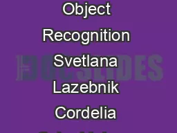 SemiLocal Afne Parts for Object Recognition Svetlana Lazebnik Cordelia Schmid Jean Ponce