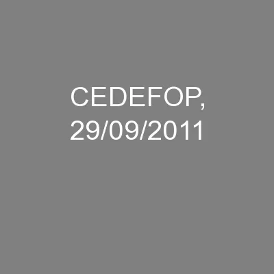 CEDEFOP, 29/09/2011