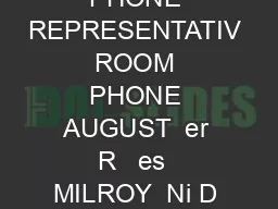 ASSEMBLY OFFICE AND TELEPHONE DIRECTORY Rev REPRESENTATIV ROOM PHONE REPRESENTATIV ROOM