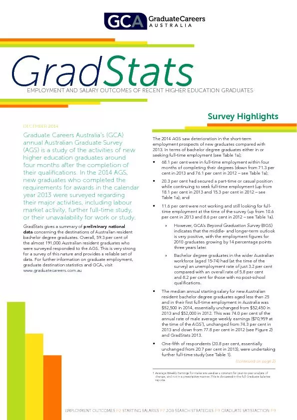 EMPLOYMENT AND SALARY OUTCOMES OF RECENT HIGHER EDUCATION GRADUATES
..