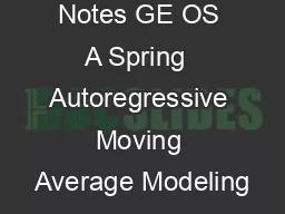 Notes GE OS A Spring  Autoregressive Moving Average Modeling
