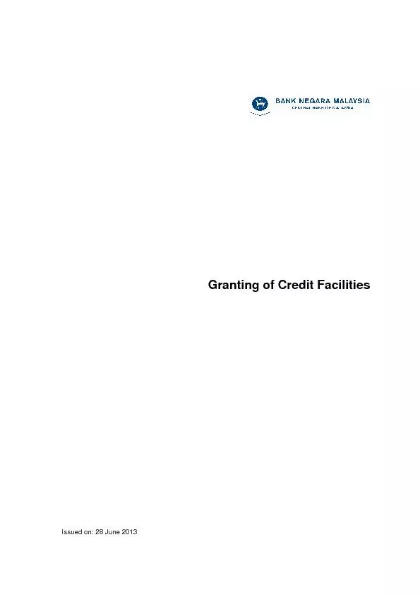 Issued on: 28 June 2013 Granting of Credit Facilities
