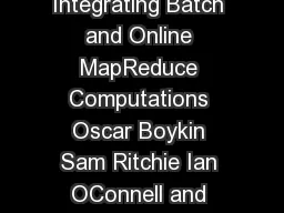 Summingbird A Framework for Integrating Batch and Online MapReduce Computations Oscar