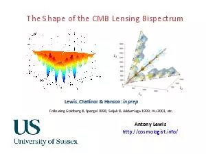 The Shape of the CMB Lensing Bispectrum Antony Lewis httpcosmologist