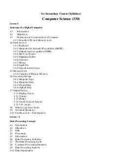 Sr Secondary Course Syllabus Computer Science  Lesson  Anatomy of a Digital Computer