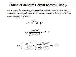 Example: Uniform Flow at Known