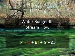 Water Budget III: