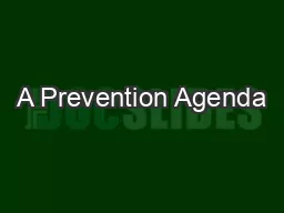 A Prevention Agenda