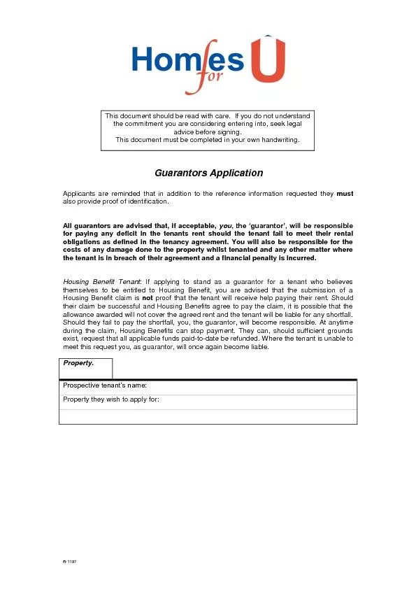 Guarantors Application